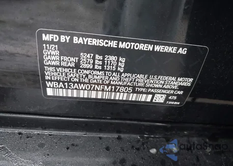 2022 BMW M440I Gran Coupe xDrive из США, поврежденный, VIN WBA13AW07NFM17805